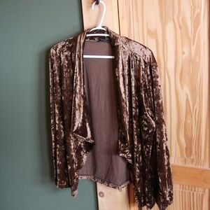 Brown crushed velvet jacket - Size XL